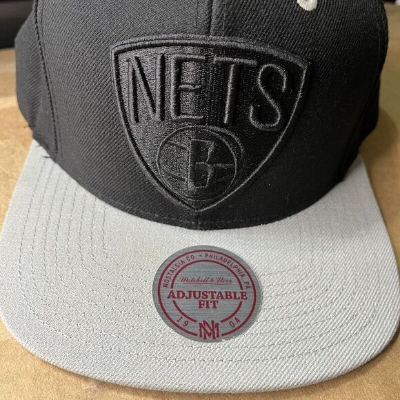 NBA Mitchell & Ness Cap One Size Men's Black Brooklyn Nets Adjustable‎ SnapBack - Picture 2 of 10